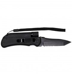 MFH tactical set nož + lampa + zviždaljka | black | 21cm