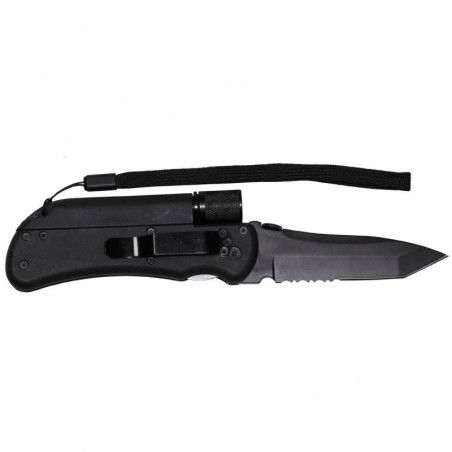 MFH tactical set nož + lampa + zviždaljka | black | 21cm
