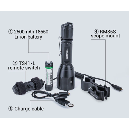 Nextorch T7 Long-Range punjiva Lampa | Set opreme | 1300 lm