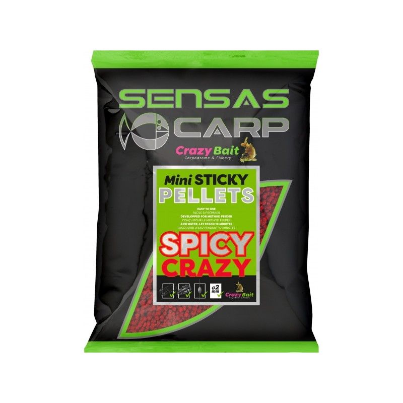 Sensas Carp Mini Sticky Peleti 2mm | 700g | Spicy Crazy
