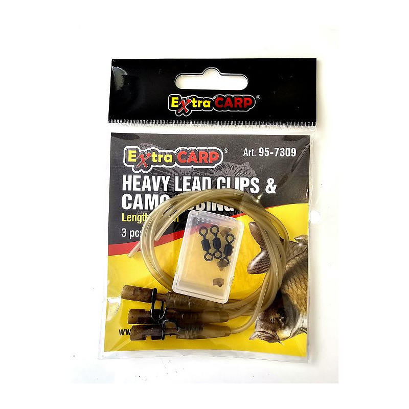 EXC Heavy lead clips & camo tubing 30cm | 3kom