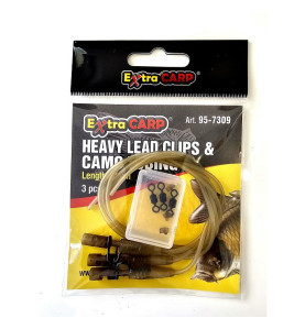 EXC Heavy lead clips & camo tubing 30cm | 3kom