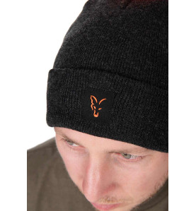 Fox pletena zimska kapa | black & orange