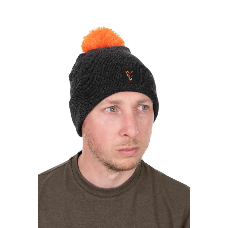 Fox pletena zimska kapa | black & orange