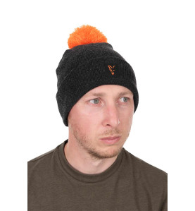 Fox pletena zimska kapa | black & orange