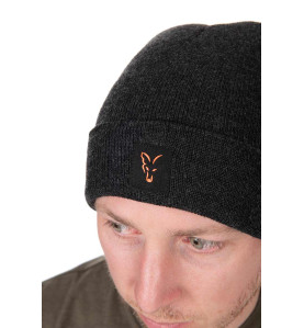 Fox Collection pletena zimska kapa | black & orange