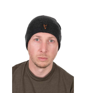 Fox Collection pletena zimska kapa | black & orange