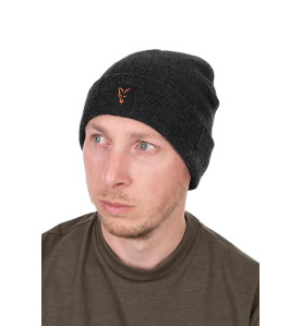 Fox Collection pletena zimska kapa | black & orange