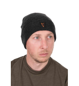 Fox Collection pletena zimska kapa | black & orange