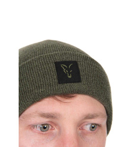 Fox Collection pletena zimska kapa | green & black