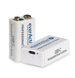 everActive 9V punjiva baterija Li-Ion 550 mAh (TypeC)